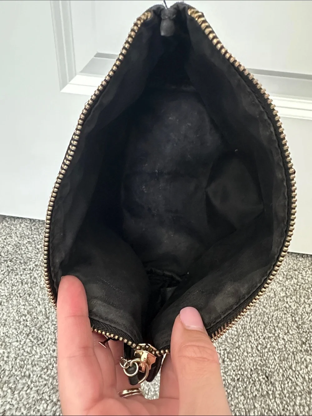 Victoria's Secret Black Sequin Stripe Cosmetic Pouch